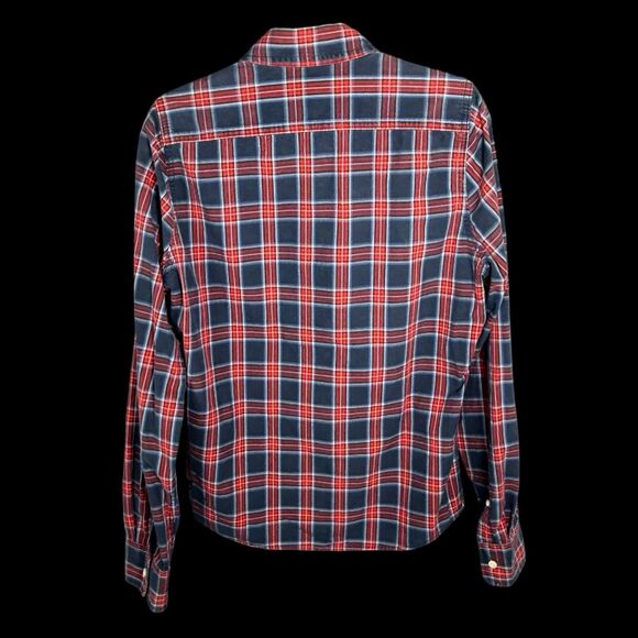 Abercrombie & Fitch Muscle Plaid Button Up Shirt Men's Medium M Red Blue - Picture 7 of 16